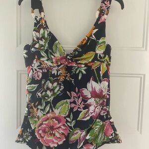 Anne Cole Floral Swim Top - Navy floral print